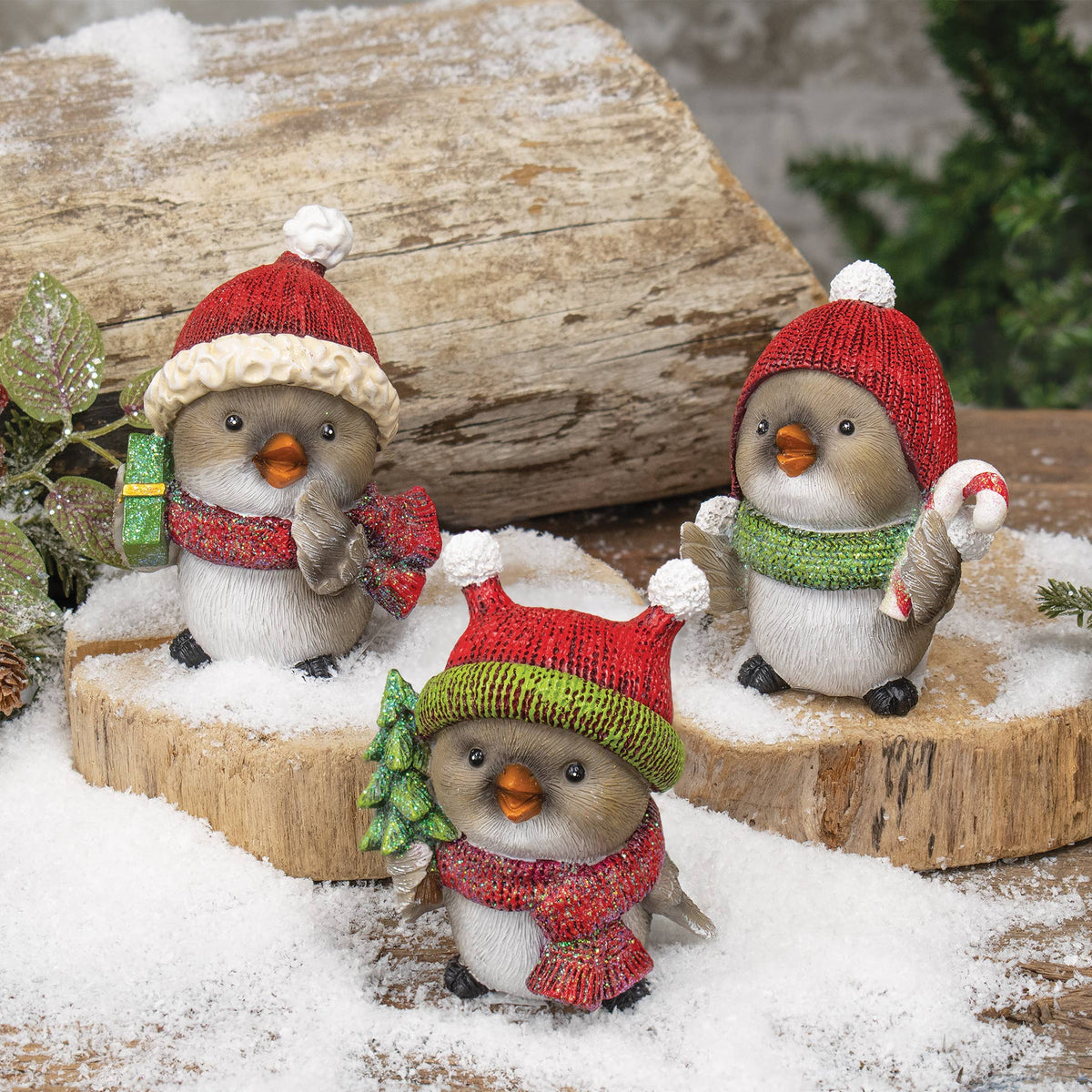 Chubby Glitter Resin Hat & Scarf Baby Bird 3 Assorted