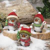 Chubby Glitter Resin Hat & Scarf Baby Bird 3 Assorted