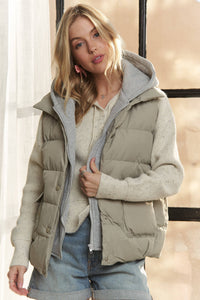 SNAP BUTTON HOODIE JACKET VEST