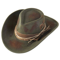 Distressed Fabric Band Rustic Cowgirl Fedora Hat