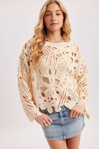 OVERSIZED OPEN-WORK CROCHET BLOUSE