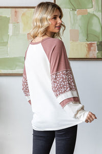 Marsala blocked long sleeve