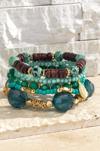 6 Layered Boho Multi Layered Stacked Bracelet Deep Blue Sea