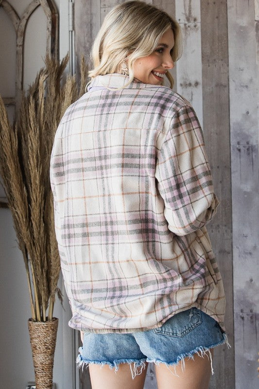 Lavender & Lilac Plaid flannel jacket