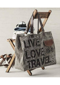 Live Love Travel Up-Cycled Canvas Weekender Bag