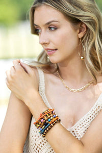 Sunkissed Layered Wood Mixed Beads Stacked Bracelet