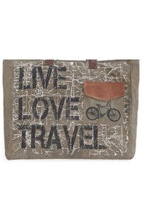 Live Love Travel Up-Cycled Canvas Weekender Bag