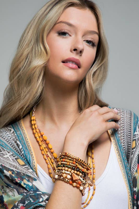 Golden Valley Layered Beaded Multi strand Stacked Bracelet