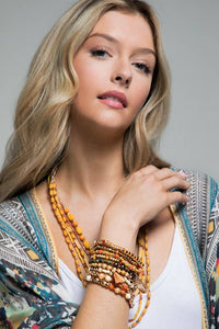 Golden Valley Layered Beaded Multi strand Stacked Bracelet