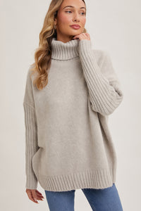 Cream Turtle Neck Oversized Sweater