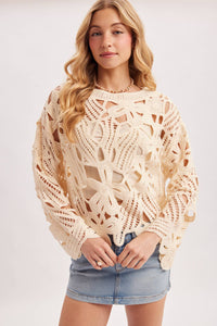 OVERSIZED OPEN-WORK CROCHET BLOUSE