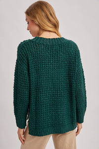 THERMAL HENELY SWEATER TOP: HUNTER GREEN**