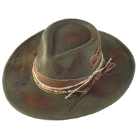 Distressed Fabric Band Rustic Cowgirl Fedora Hat