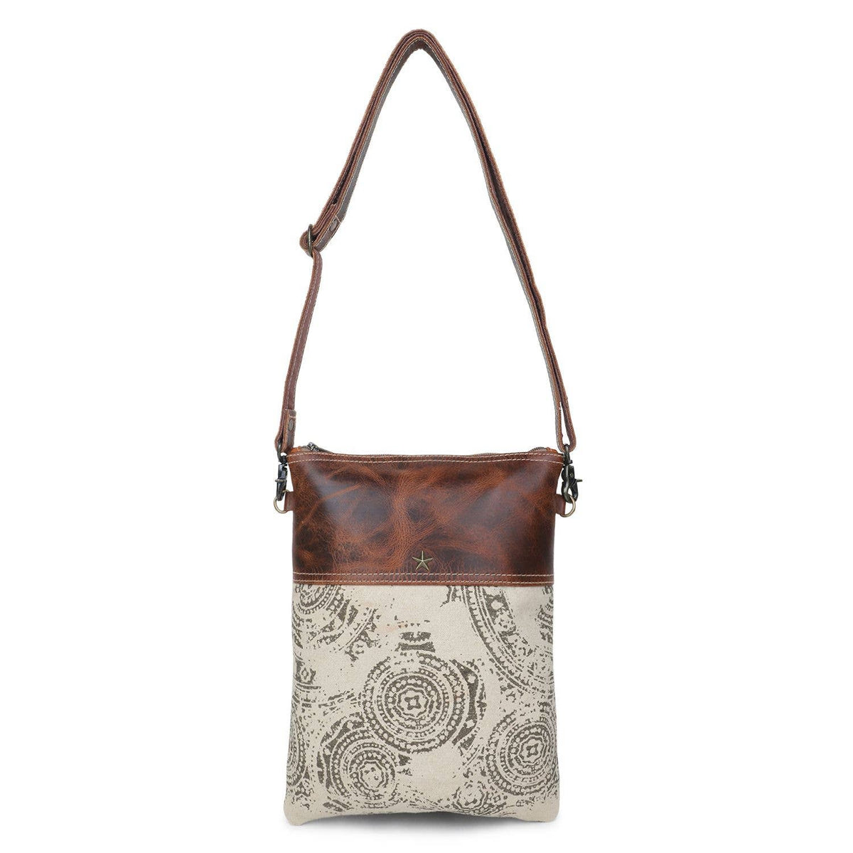 Canvas  Leather Women's Crossbody Purse - Umber