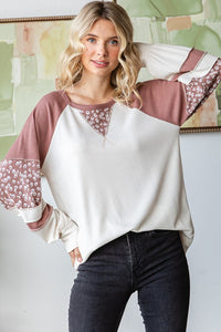 Marsala blocked long sleeve