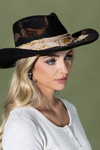 Vintage Versatile Shapeable Cowgirl & Fedora Hat: BLACK
