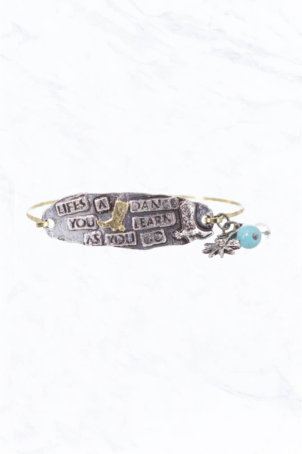 Phrase and Themed Item Charms Latch Bracelet: Boot