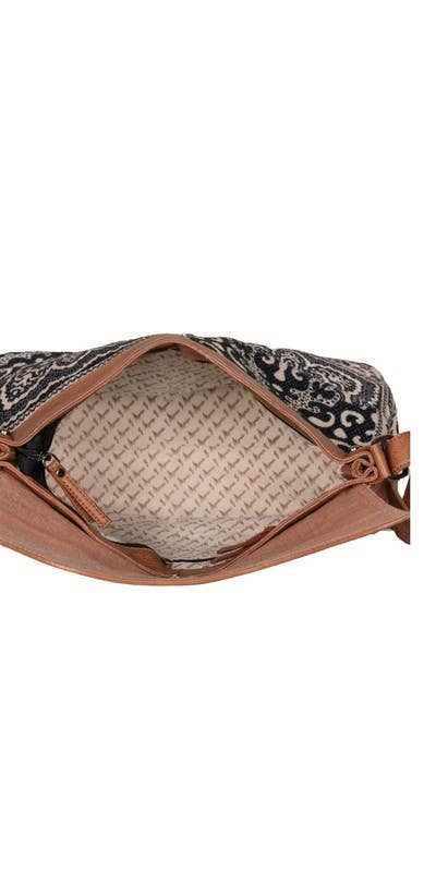 Sapphire Up-Cycled Canvas and Durrie crossbody