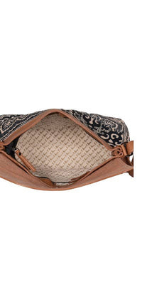 Sapphire Up-Cycled Canvas and Durrie crossbody
