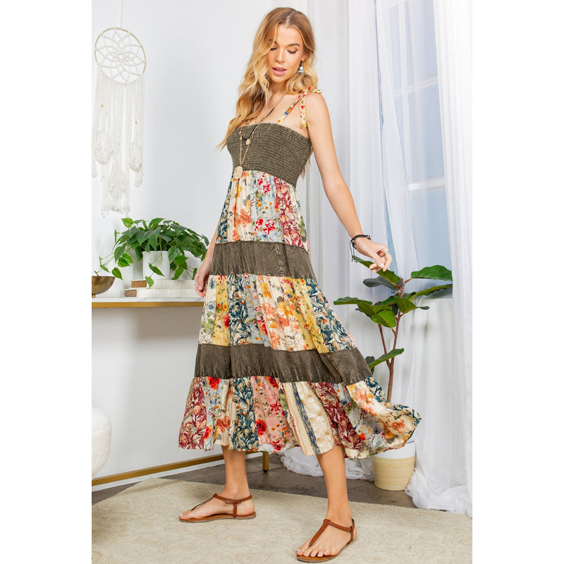 Sicily boho tiered floral maxi dress