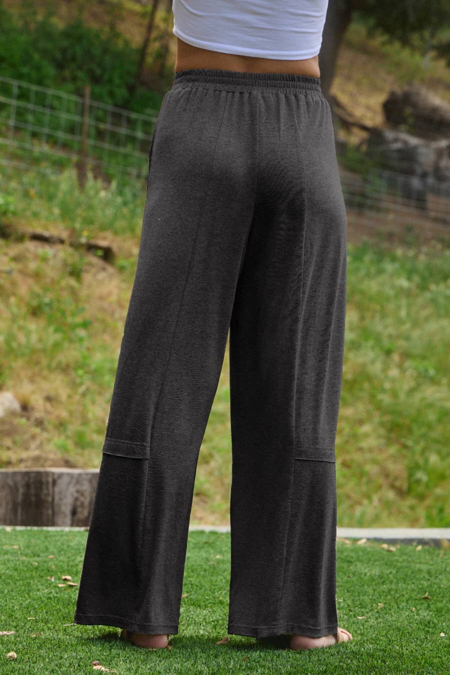 Soft Jersey Fabric Pleated Pants: Heather Charcoal