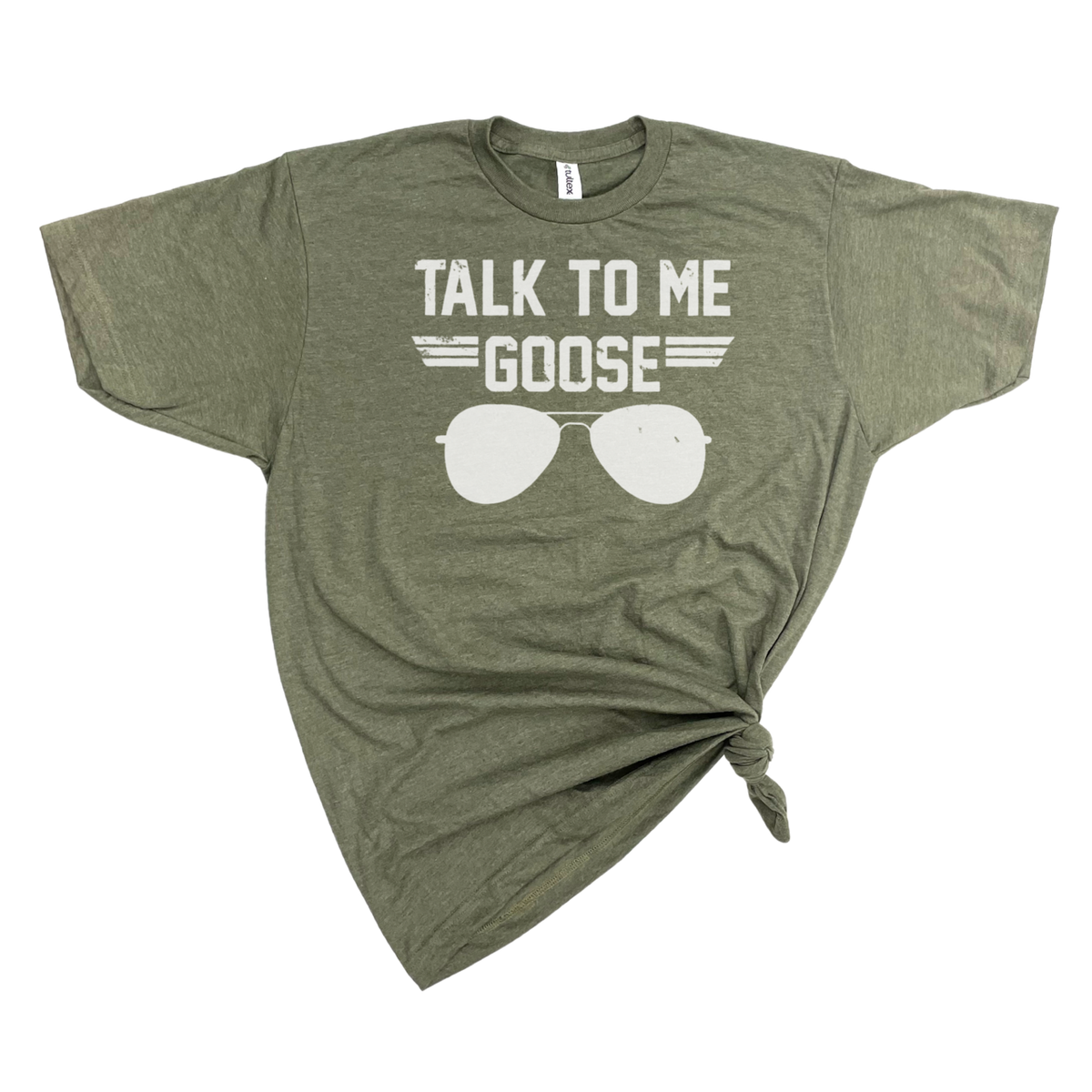 TALK TO ME GOOSE T-SHIRT: Heather olive