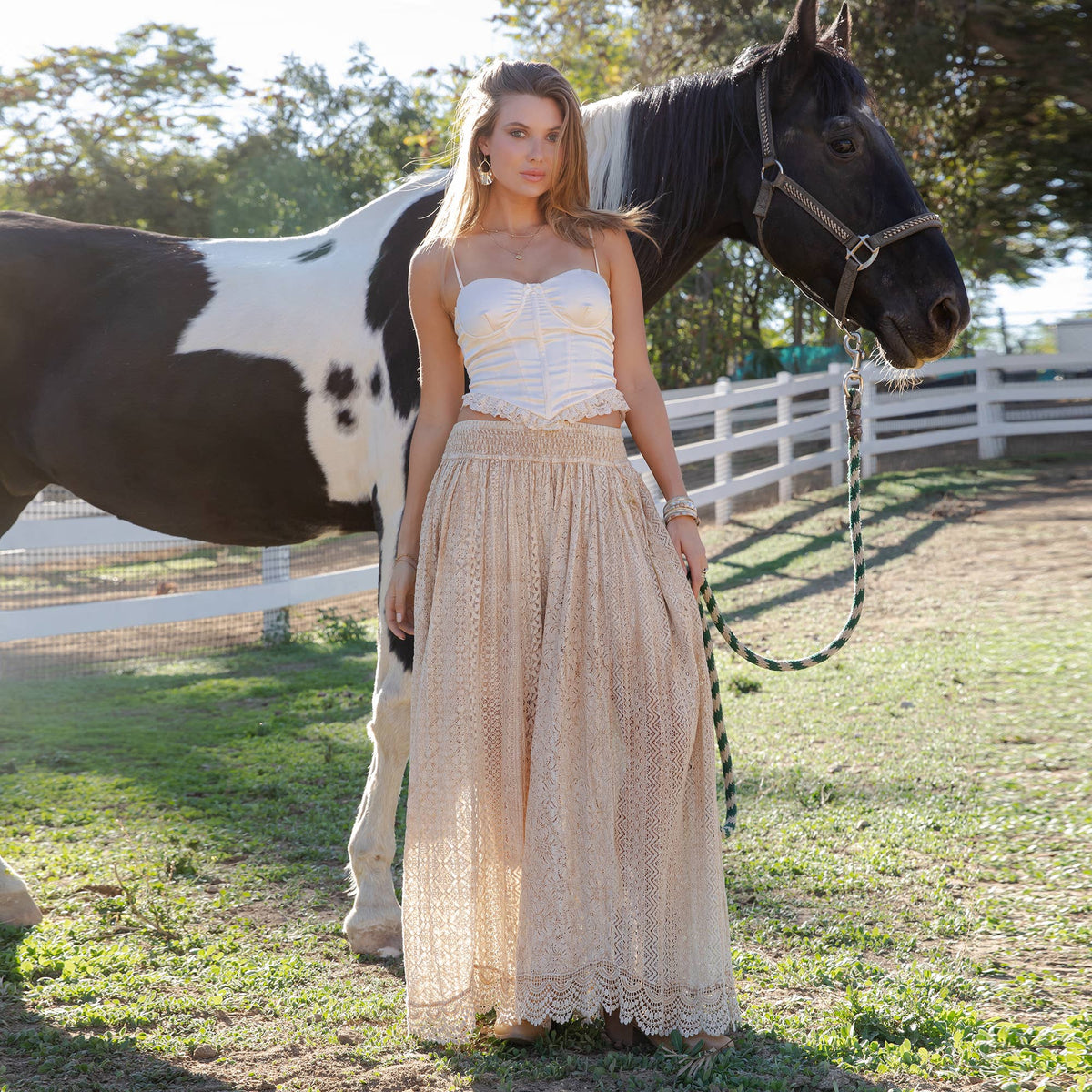 Desert Dream Flow Trousers All Lace Shirred Waist Pants