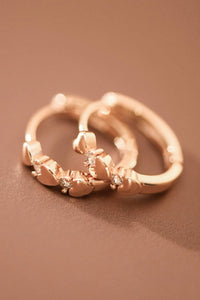 Gold Plated Dainty Crystal Heart Hoop Earrings