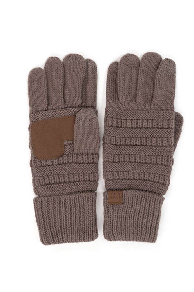 C.C Knitted Touch Screen Compatible Gloves: Earth Gray