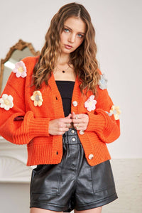FLORAL PATCHED SWEATER CARDIGAN
