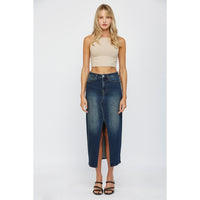 Dallas Cowgirl Denim Maxi Skirt with front slit