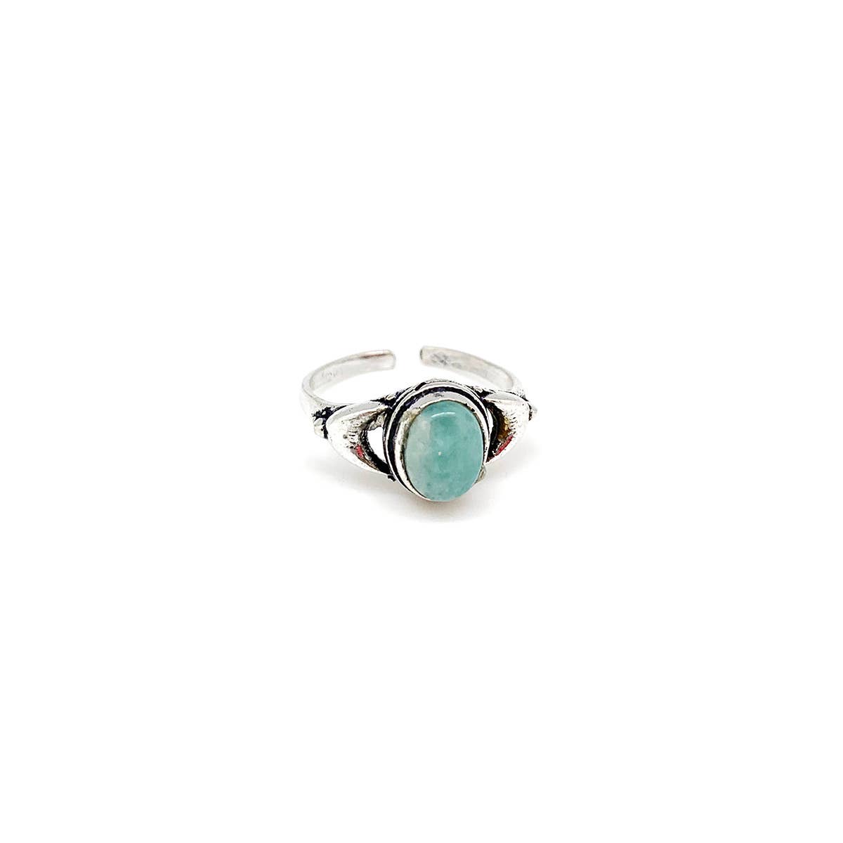 Tanvi Collection Ring - Silver Oval with Amazonite