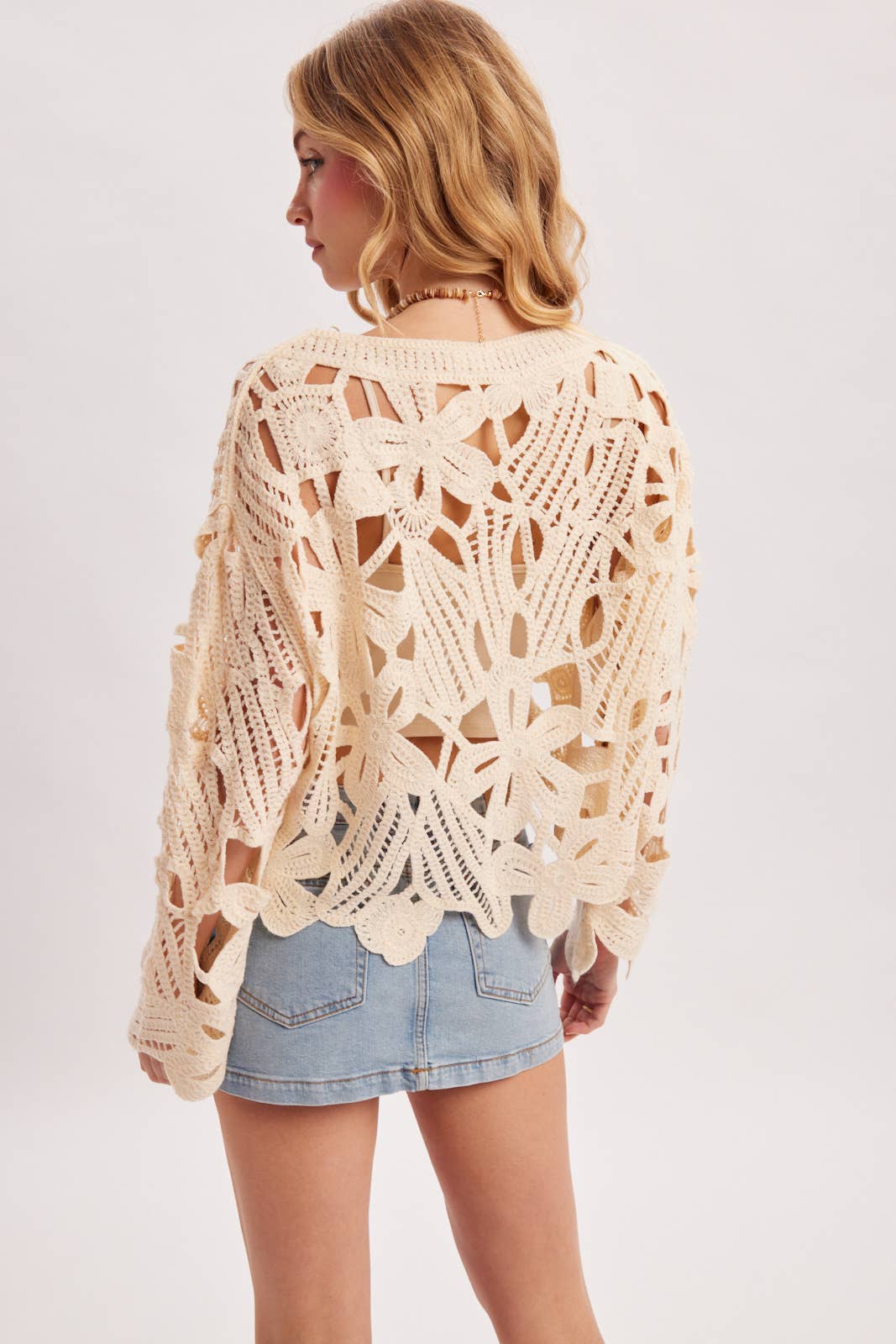 OVERSIZED OPEN-WORK CROCHET BLOUSE