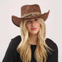 Rustic Cowgirl with Feather Fedora Hat