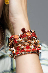 10-in-1 Natural Stone Layered Bracelet Set: Lava