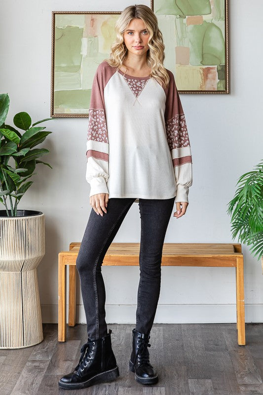 Marsala blocked long sleeve