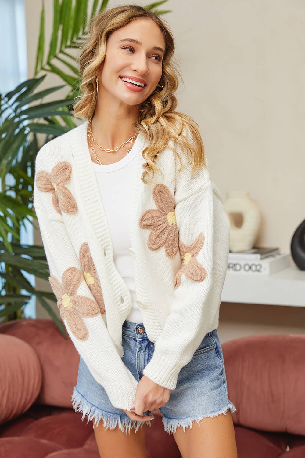 COZY CASUAL BOHO EVERYDAY  SWEATER CARDIGAN: IVORY MOCHA