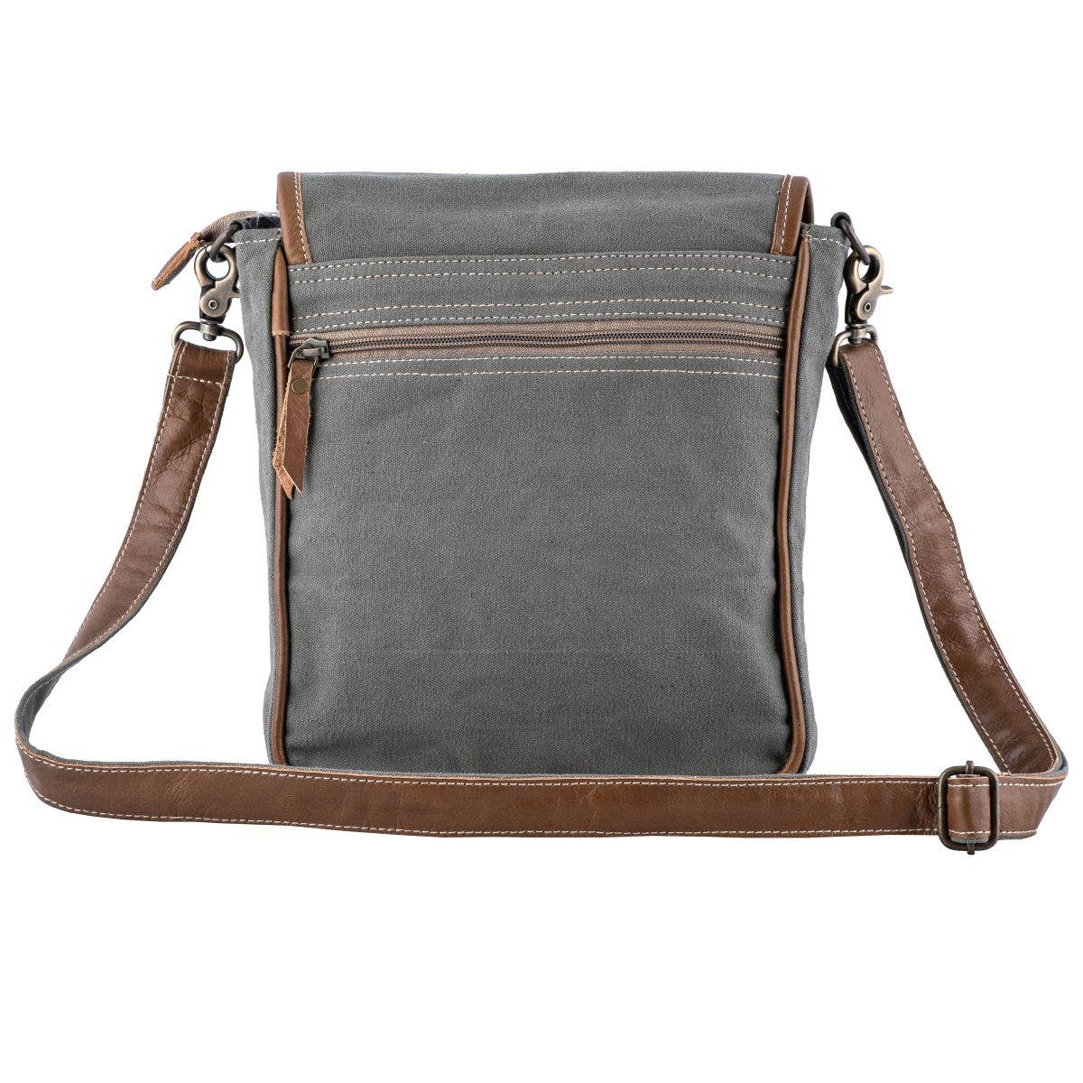 Canvas Leather Bicycle Print Women Sling Bag - Ranger Green