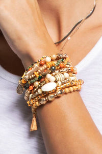 Golden Valley Layered Beaded Multi strand Stacked Bracelet