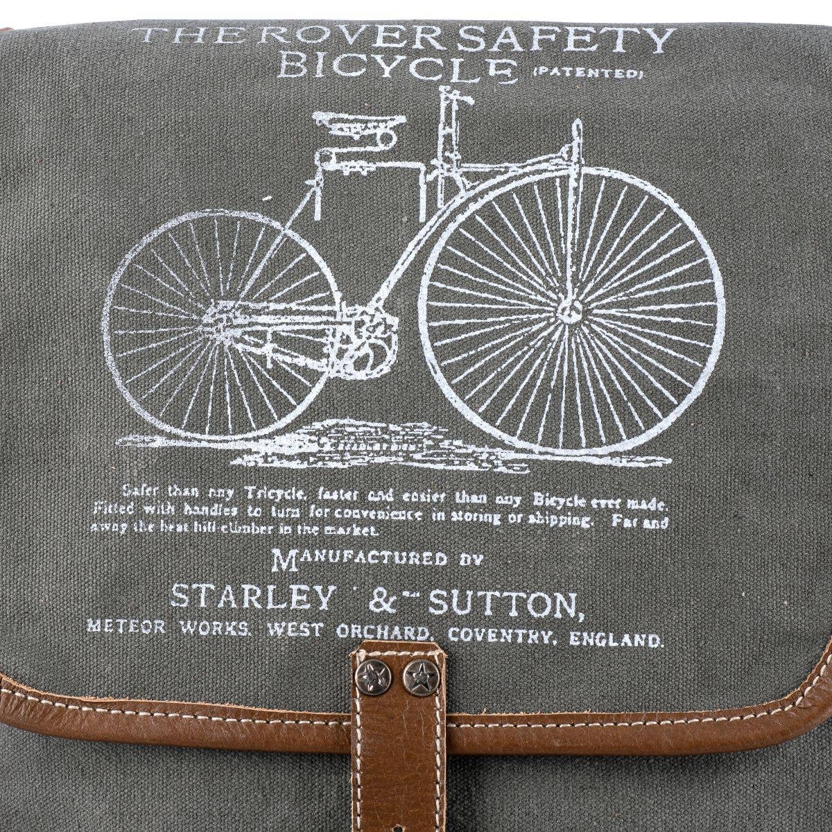 Canvas Leather Bicycle Print Women Sling Bag - Ranger Green