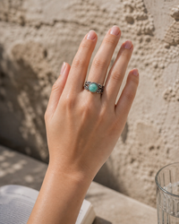 Tanvi Collection Ring - Silver Circle with Amazonite