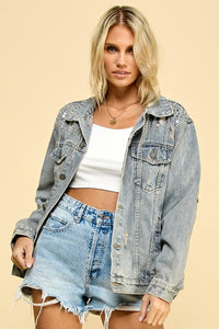 Bling Vintage Washed Denim Jacket