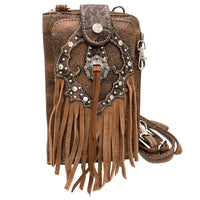Western Fringe Women's Crossbody Phone Wallet Purse : Brown