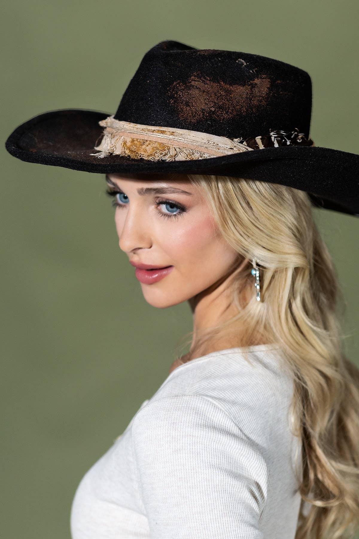 Vintage Versatile Shapeable Cowgirl & Fedora Hat: BLACK