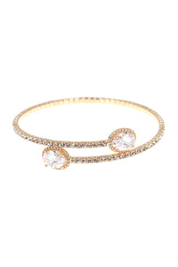 Rhinestone Oval Cubic Zirconia 1 Line Wire Cuff Bracelet