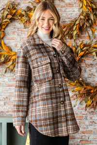 Coffee Plaid flannel jacket * on sale