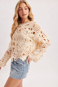 OVERSIZED OPEN-WORK CROCHET BLOUSE