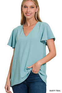 Flutter Sleeve Blouse in Teal S - 3XL