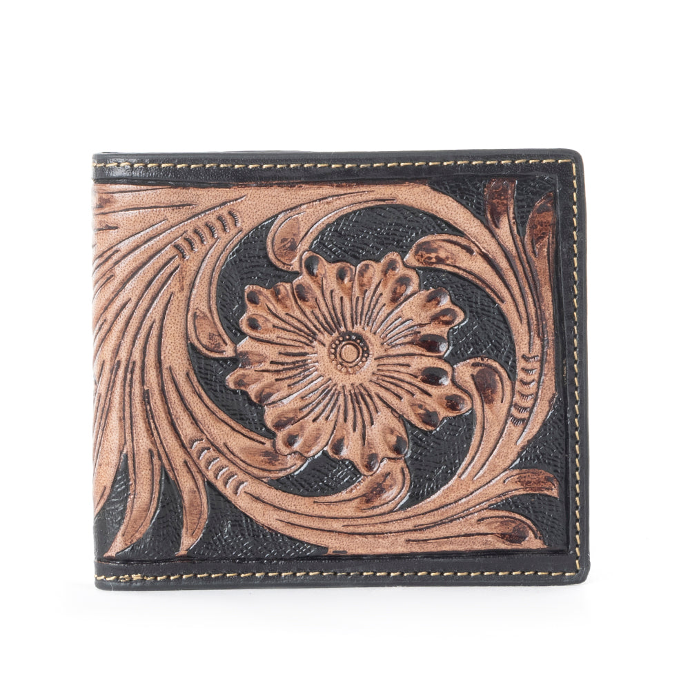 Embossed Floral Leather Card Wallet