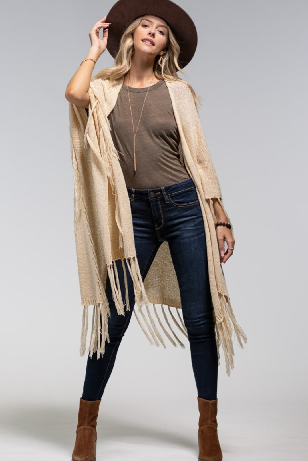 Wheat Fringe Tunic Ruana